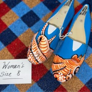 Hand-Painted Blue Women's Shoes